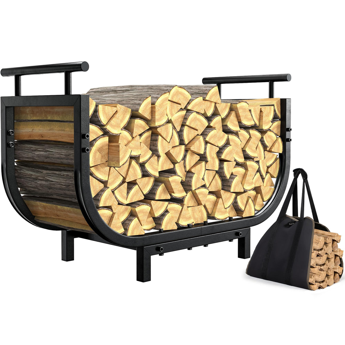 nalone 30 Inch Firewood Rack with Carrier Bag, Wood Rack - Image 1