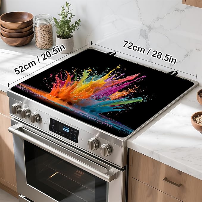 Stove Top Cover for Home Decoration Kitchen Pad Washable Cooktop Covers Countertop Stove Protector Mat for Home Kitchen Cooktops (colorful, 28"x20")