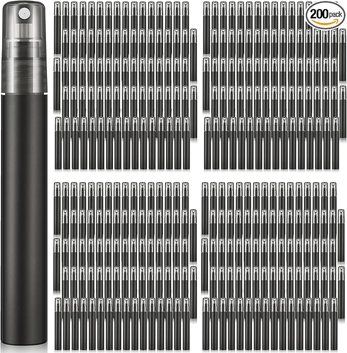 Remerry 200 Pcs 10 ml Mini Spray Bottles Perfume Spray Bottles Plastic Travel Refillable for Women Small Fine Mist Sprayers Portable Frosted Perfume Sprayers Empty Atomizer for Essential Oil