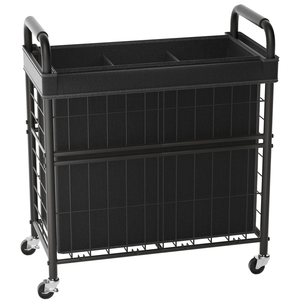 145L Rolling laundry Sorter Hamper Basket 3 Section with Wheels - Image 1