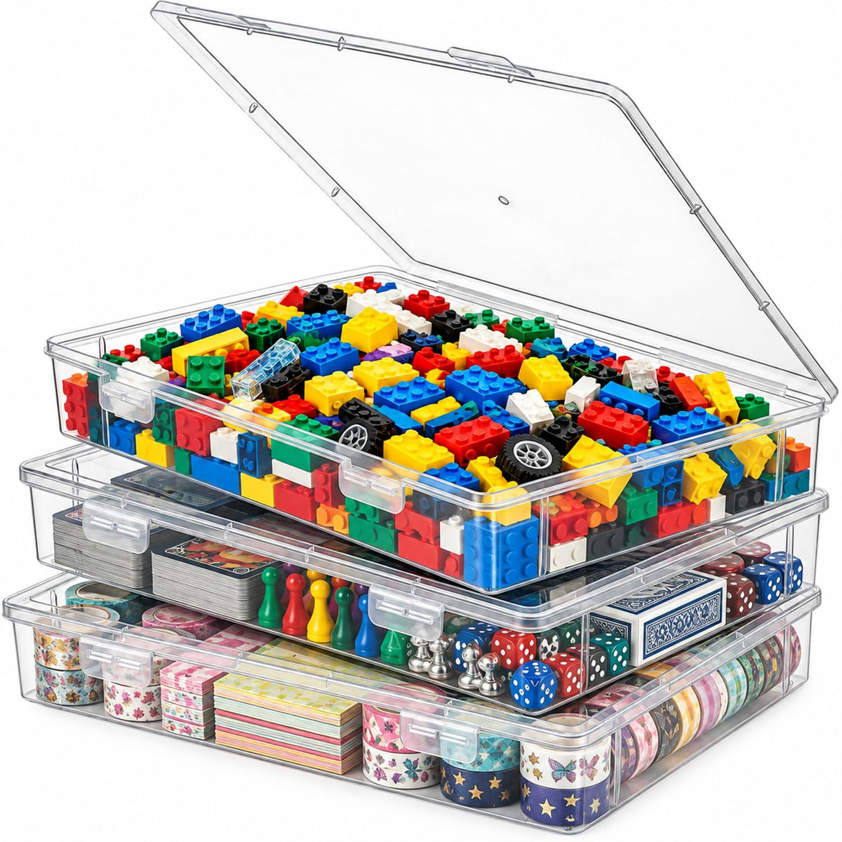 3 Pcs Portable Storage Container Box with Lid for Board - Image 1