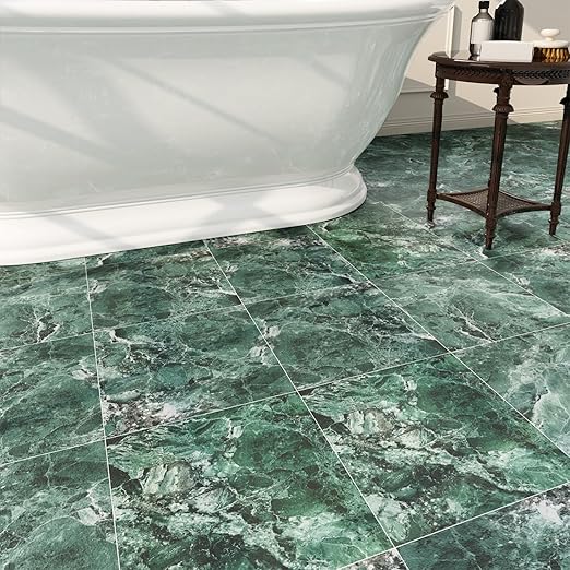 40 Pack Cover 40 Sq.Ft Peel and Stick Floor Tiles, 12” x 12” Self Adhesive Vinyl Flooring Easy DIY Installation for Kitchen, Living Room, Laundry, RV, Green Marble