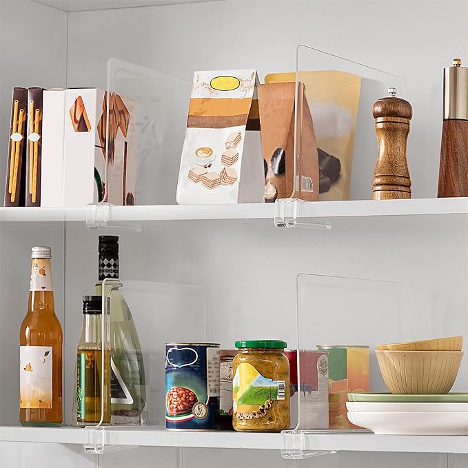 12 Pack 12 Inches [Extra Tall Version] Clear Shelf Dividers for Organization, Acrylic Closet Shelf Vertical Shelves Organizer for Bedroom, Kitchen and Office
