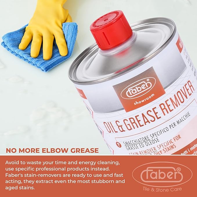 FABER Oil & Grease Stain Remover – Marble & Granite Cleaner – Easy to Use on Vertical Surfaces – Fast Acting Specific for Greasy and Oily Stains – Oil Spot Driveway Remover - 500ML