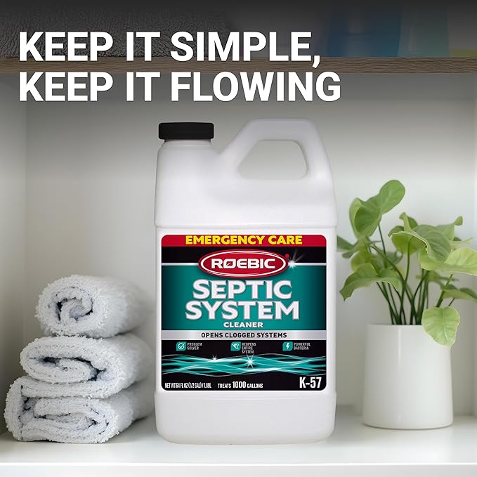 Roebic K-57-H K-57-H-3 Septic System Treatment: 1/2 Gallon, Clears Clogs, Restores Flow, Maintains Septic Systems for Optimal Performance
