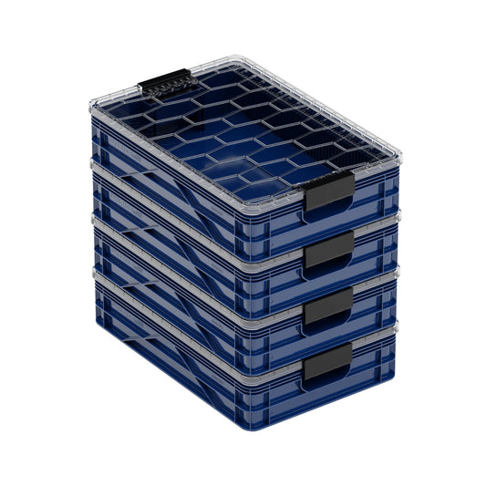Quarter Crate 4-Pack Stackable Storage Bins, Navy Blue - Image 1