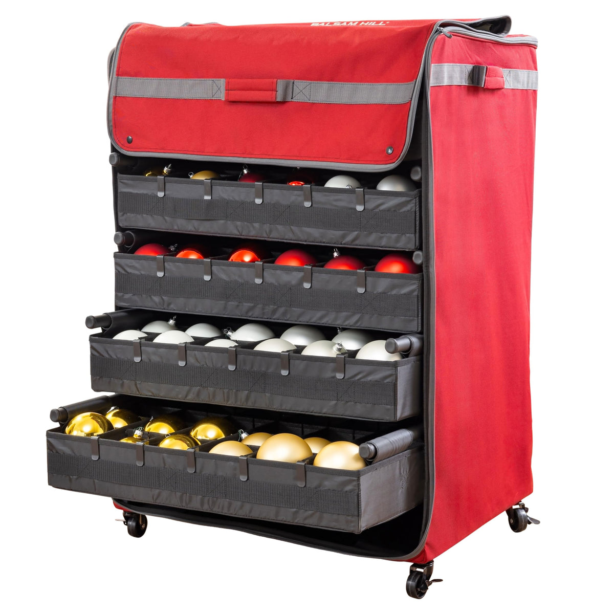 Balsam Hill Deluxe Rolling Ornament Chest - 150pc | Home Organization - Image 1