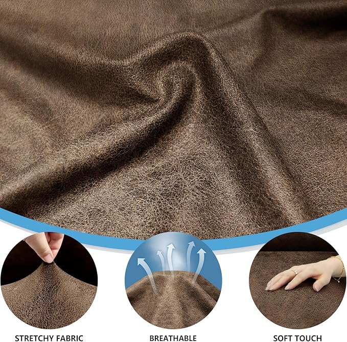 3-Pieces T Cushion Sofa Slipcovers Leather Look Couch Cover for 2 Cushion Couch Furniture Protector Stretch Sofa Cover with 2 Individual T Cushion Seat Covers Washable, Light Brown