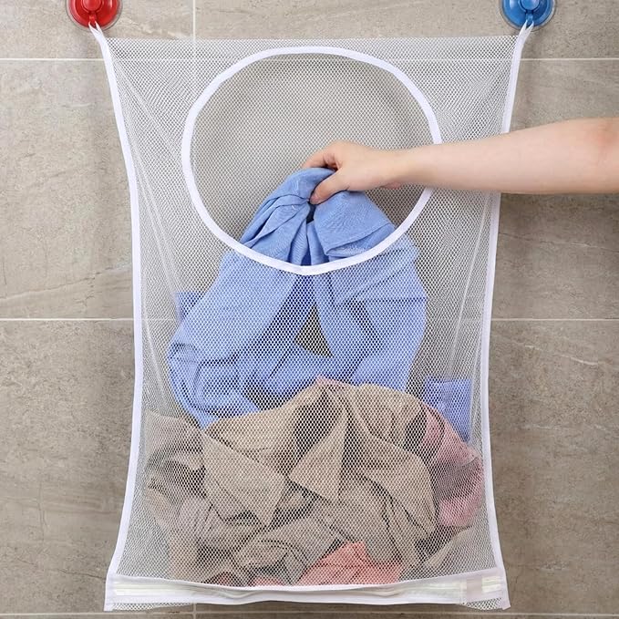 Hanging Laundry Hamper Bag, Breathable Mesh Laundry Hamper over the Door Laundries Hampers Large Foldable Portable Laundries Bag for Dirty Clothes Organization and Storage (30 X 20 Inch)