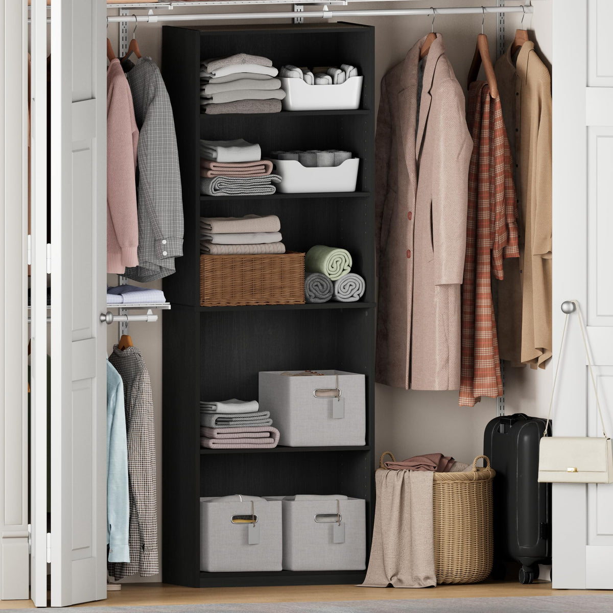 Furinno Reed Closet Organizers and Storage, 5-Tier Organizer - Image 1