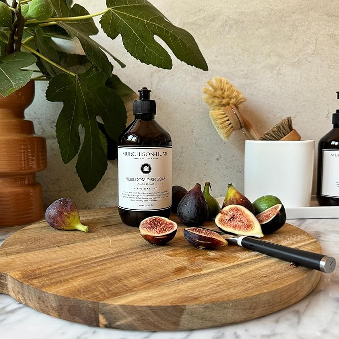 Murchison-Hume Dishwashing Soap, 16 fl oz - Original Fig Mild Dish Soap, Non-Toxic, Cuts Grease, Gentle on Hands, Biodegradable, Sulfate-Free, Sustainable, Counter Worthy Design