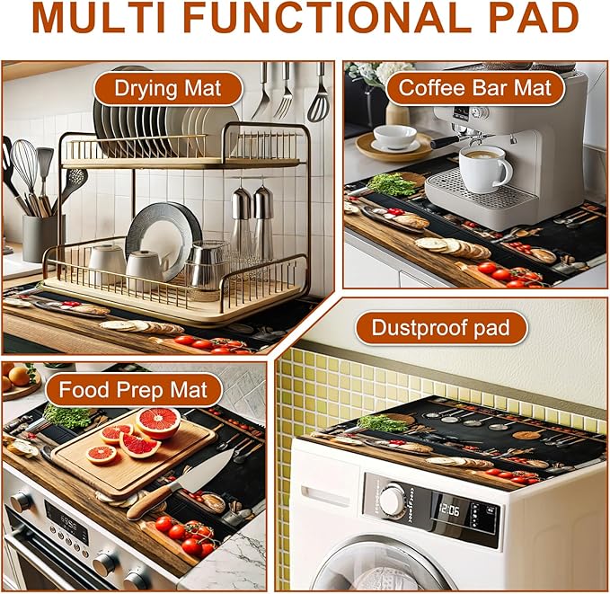 Stove Top Covers for Electric Pad 28 x 20 inches Rustic Kitchen Scene Kitchen Decorations Coffee Bar Mats for Coffee Maker Machine Stove Top Covers