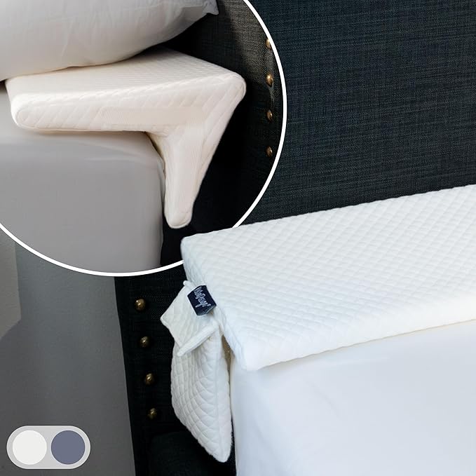 Bed Wedge Pillow for Headboard Gap Up to 7", Triangle Gap Filler for Bed, Mattress Wedge Gap Filler, Headboard Space Filler, Corner Pillow, White Double 54"
