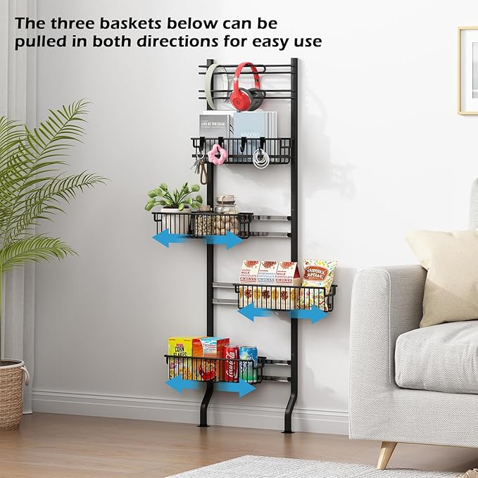 bukfen 6-Tier Slim Corner Shelf,Spice Rack Next to Fridge Slim,Narrow Storage Cabinet Organizer for Kitchen,Bathroom