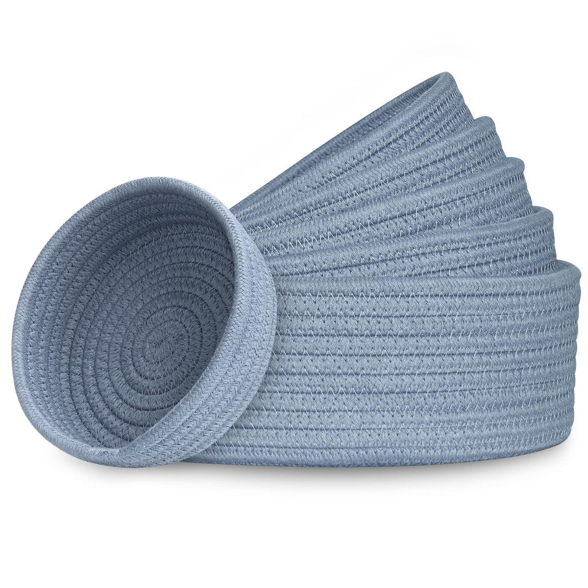 Small Shelf Storage Baskets for Organizing, 6 Pack Round Cotton - Image 1