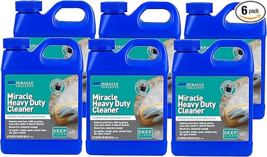 Miracle Sealants Miracle Heavy Duty Tile & Stone Cleaner, Grout Haze Remover, Non-Acidic, Quart, 6 Pack