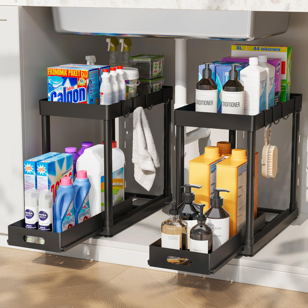 2 Pack Pull-Out Storage Organizers, Under Sink Organizer - Image 1