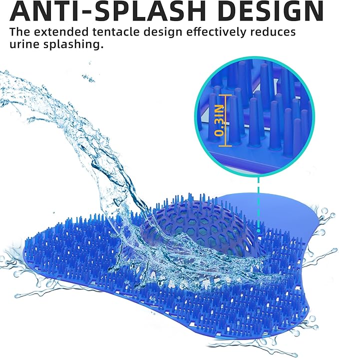 Urinal Screen Deodorizer, Urinal Cakes with 3D Anti-Splash Long Bristles, Male Urinal Mats Pads with Odor Protection for Men Toilets Bathroom (12 Packs)