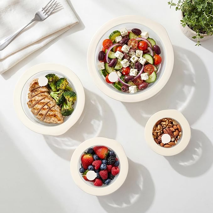 Urban Green Glass Food Container Set with Glass Lid, 6 Pack, Food Storage Containers Set, Airtight, LeakProof, Micowave Safe, 100% Plastic Free, Meal Prep Containers (White Color)