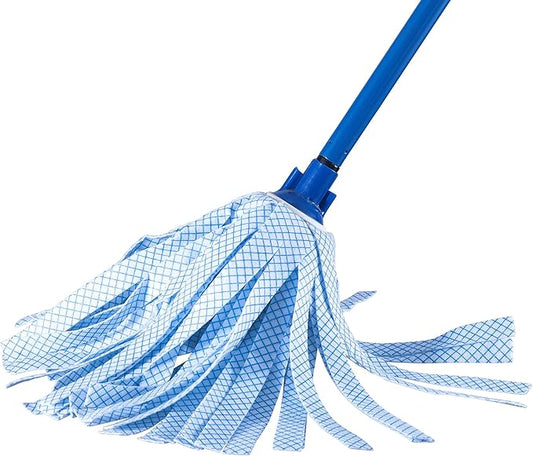 Superio String Mop Cotton Mop for Hardwood Floor Cleaning Self Wringing Mop for Home, Kitchen, Bath, Office Cleaning, Blue Heavy Duty Mop Commercial/Industrial, Aluminum Handle