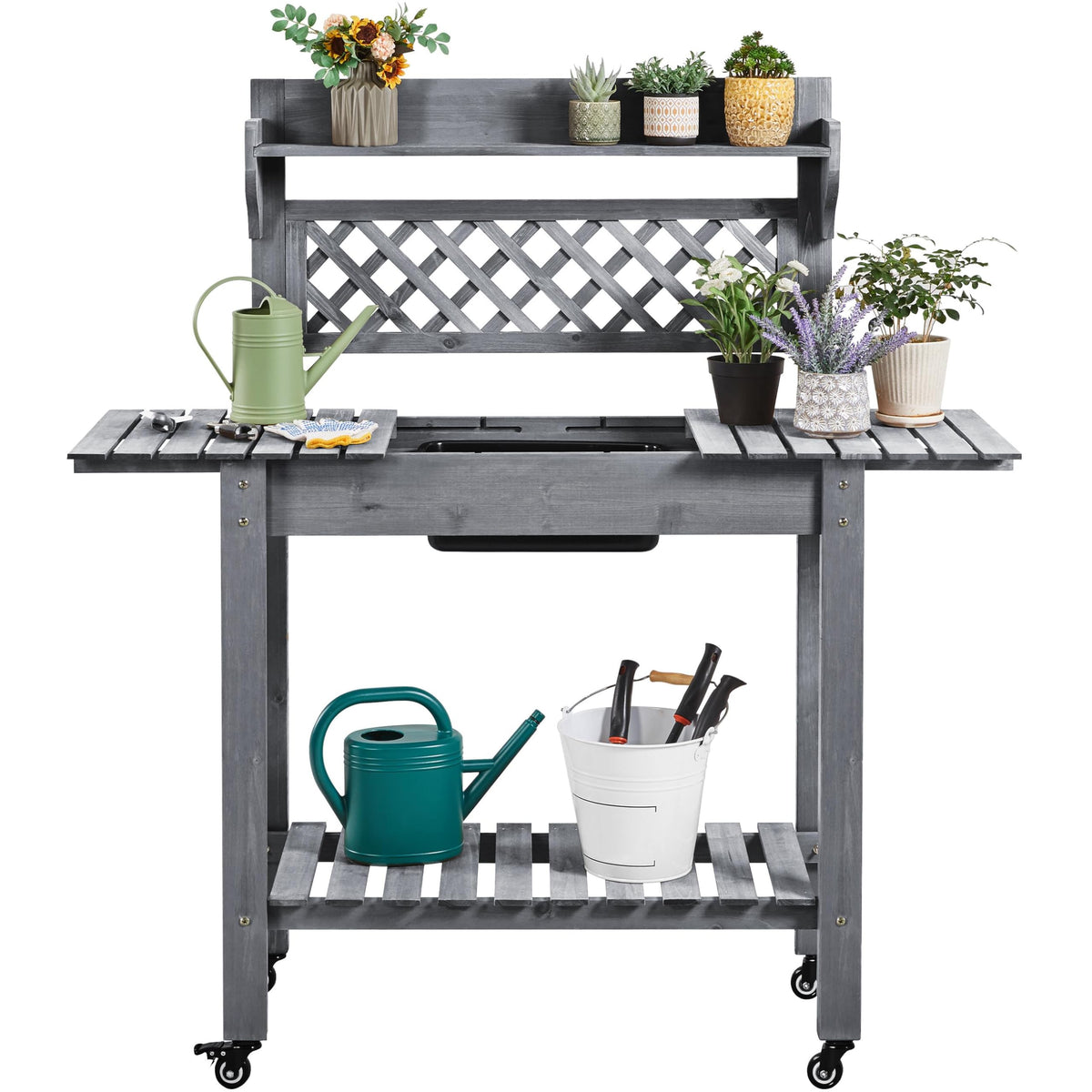Yaheetech Outdoor Potting Bench with Sink, Garden Table - Image 1