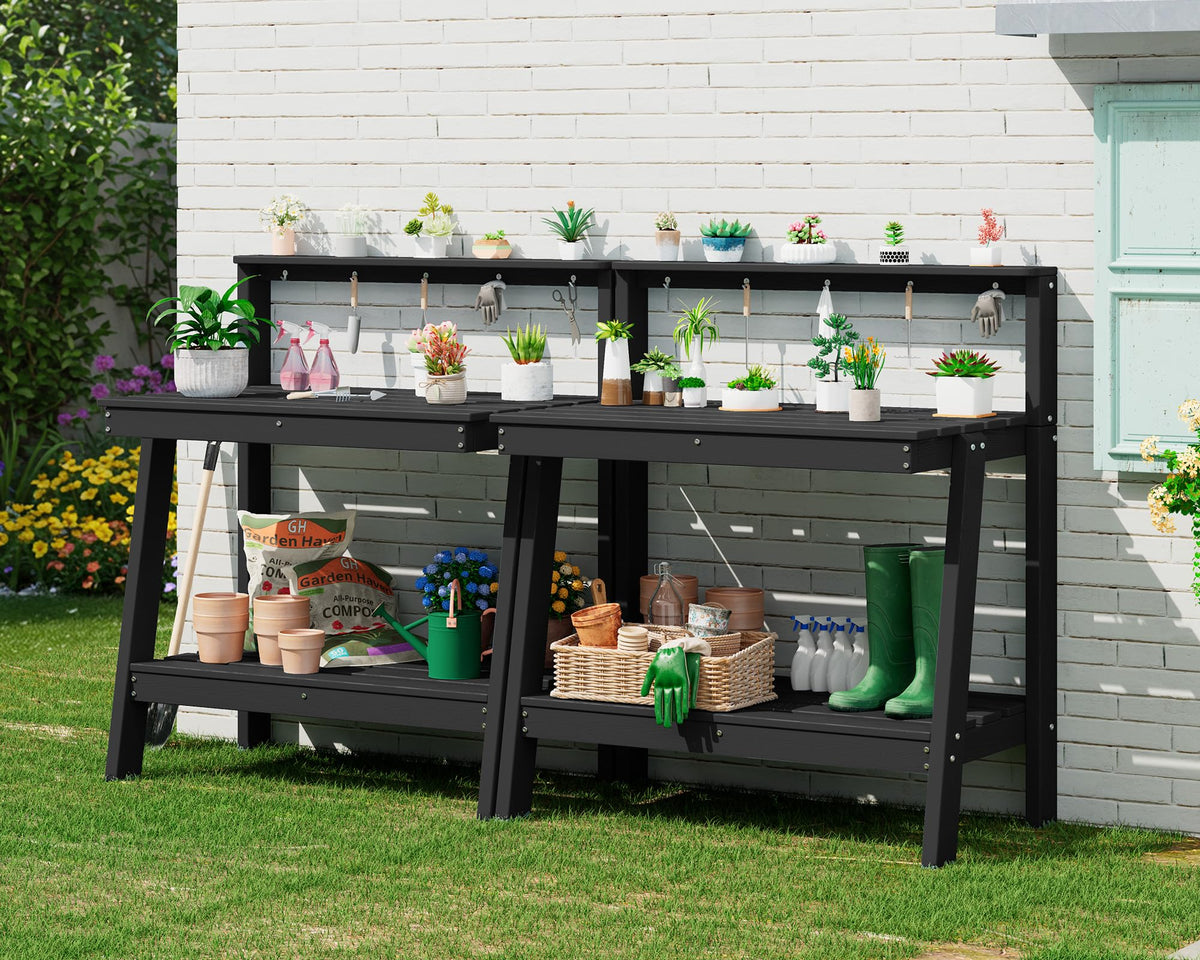 SERWALL 3-Tier Outdoor Potting Bench with Storage,Gardening Table - Image 1