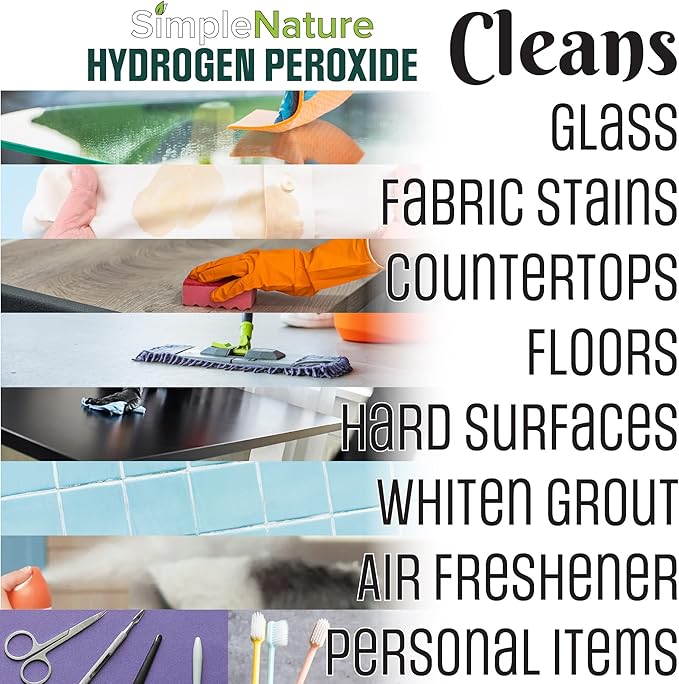 6% Food Grade Hydrogen Peroxide Solution - 2 Gallons - Natural Multipurpose Cleaner - Made in USA - Ideal for Commercial, Residential, Kitchen, Bath, Laundry, and More - Ecofriendly