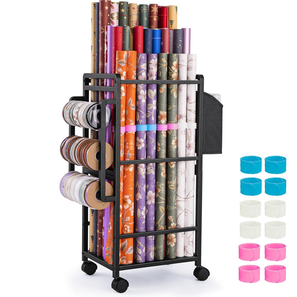 Aquzee Wrapping Paper Storage, Rolling Gift Wrap Storage Stand - Image 1