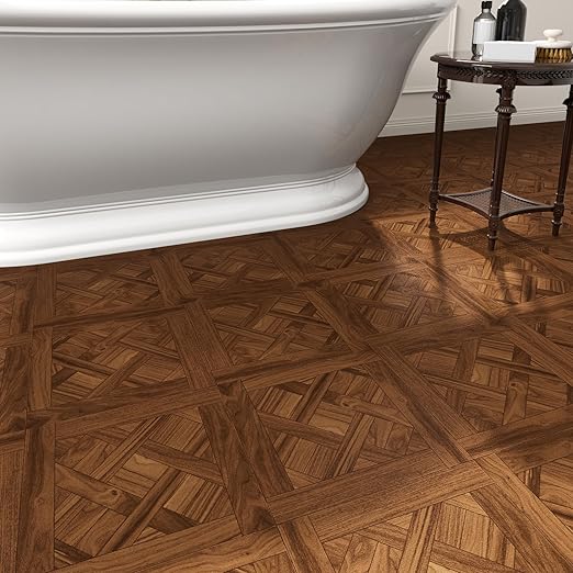 Peel and Stick Floor Tile 10-Pcs Cover 10 Sq.Ft, Vinyl Flooring Tiles 12” x 12” Matte Self Adhesive Flooring Stickers Waterproof Removable for Renter, Bathroom Living Room, Dark Brown