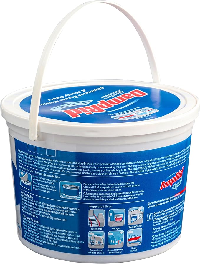 DampRid Hi-Capacity Moisture Absorber Damp Rid Bucket - 3 Pack (2 lb. each) Fragrance Free, Fresh Scent, Lavender Vanilla - Attracts & Traps Excess Moisture. Packed By ILIOS