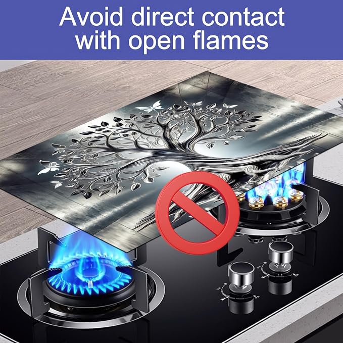 Diatomite Tree of Life Stove Top Cover for Electric Stove Butterfly Dish Drying Mat 28x20 Inch Kitchen Protector Heat Resistant Pad Coffee Mat