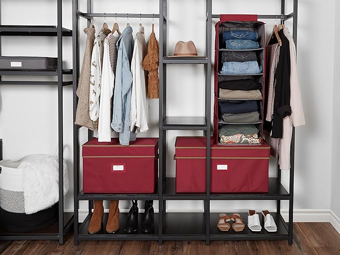 Covermates Keepsakes Hanging Closet Organizer - Heavy Duty Material, Sturdy Interior Shelves - Closet Storage, Scarlett Red