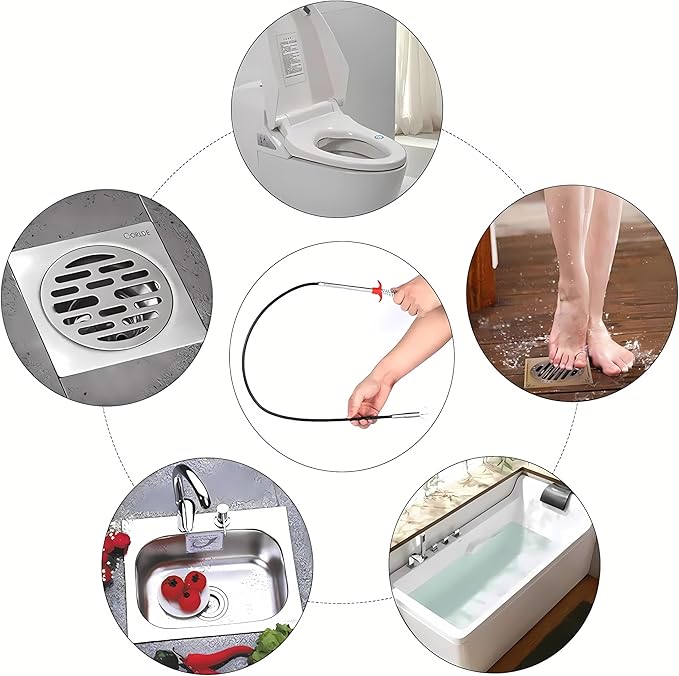 Drain Snake, Drain Clog Remover - Gutter Cleaning Tools Drain Cleaner for Toilet Sewer Shower Kitchen Bathroom Tub Clogged Drains Opener Cleaning Tool, Flexible Grabber Claw Pick Up Reacher (24 inch)