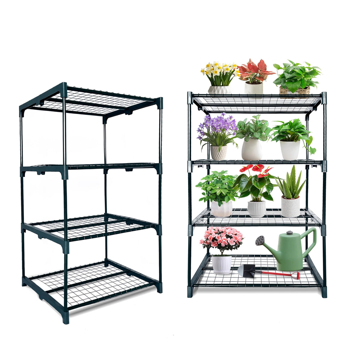2 Pack Plant Stand Indoor Plant Shelf Outdoor,4 Tier Metal - Image 1