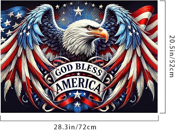 Stove Top Cover 28x20 Inch Diatomite Kitchen Mat God Bless America Eagle Design Counter Protector Heat Resistant Drying Pad for Electric Glass Cooktop Patriotic Kitchen Decor