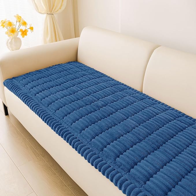 hyha Couch Covers for Dogs Washable, Non Slip Plush Dog Sofa Protectors, Fuzzy Pet Couch Covers for 3 Cushion Sofa Pet Friendly (Navy Blue, 27.6" x 47")