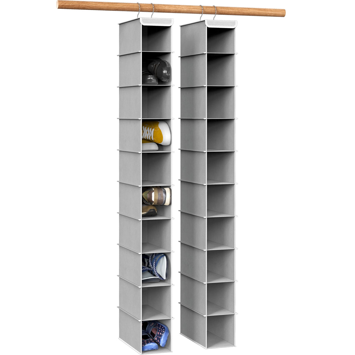 Simple Houseware 2 Pack 10 Shelves Hanging Shoe Organizer, Gray - Image 1