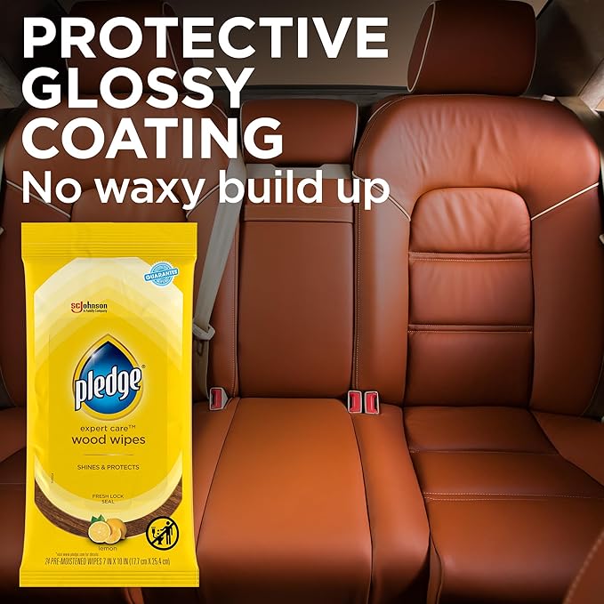 Pledge Expert Care Enhancing Wood Wipes, Lemon Scent, 24 Count (Pack of 2)