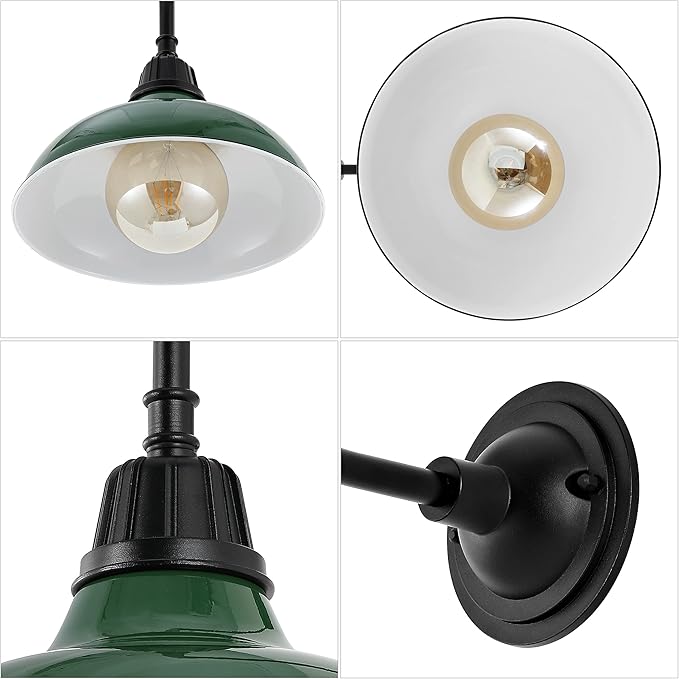 JONATHAN Y JYL7613F Aurora 12.25" 1-Light Farmhouse Industrial Indoor/Outdoor Iron LED Gooseneck Arm Outdoor Sconce Metal Bowl Shade Vintage Cottage Rustic Porch Patio Yard Barn, Green