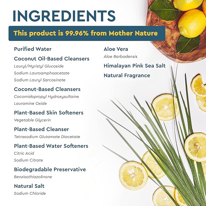 Puracy Organic Hand Soap, Professional Hand Washers We've All Become, Lavender & Vanilla 48 oz Natural Dish Soap, Plant-Based Liquid Dishwasher Detergent Soap, Organic Lemongrass, 48oz