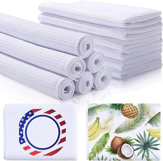 Breling Sublimation Kitchen Towel Blanks 16 x 24Inch, Microfiber Waffle Weave Sublimation Tea Towels Fast Drying Absorbent for Home Kitchen Gifts(6 Pieces)