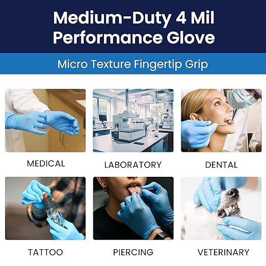Adenna Miracle 4 mil Powder-Free Nitrile Exam Gloves, Medical Grade, Blue, X-Large, Case of 1800