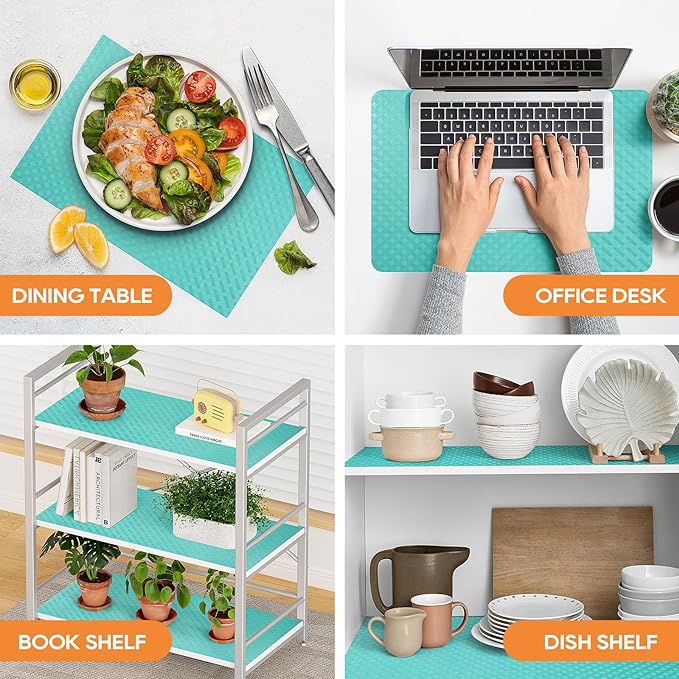 Shelf Liners for Kitchen Cabinets, Waterproof and Oil-Proof Kitchen Cupboard Liner, Refrigerator Liners and Plastic Drawer Mats Non Adhesive Shelves, Fridge - 11.8 x 118 Inch