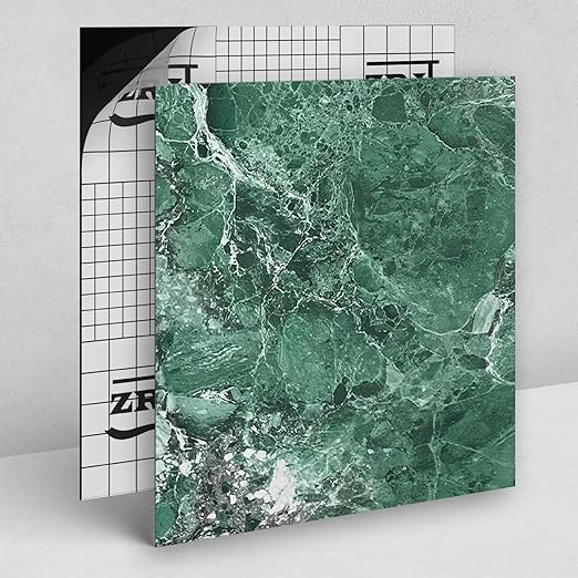 20 Pack Cover 20 Sq.Ft Peel and Stick Floor Tiles, 12” x 12” Self Adhesive Vinyl Flooring Easy DIY Installation for Kitchen, Living Room, Laundry, RV, Green Vein Marble