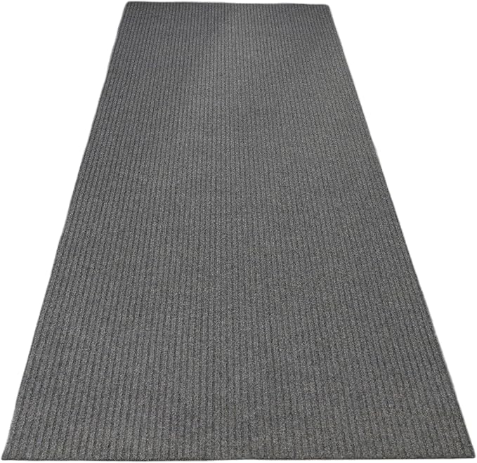 iCustomRug Ribbed Hallway Runner – 3'x10' Brown, Indoor/Outdoor, Non-Slip TPR Rubber Backing, Low-Profile All-Weather Carpet, Non-Shedding & Easy Care, Utility Rug Ideal for High Traffic Areas
