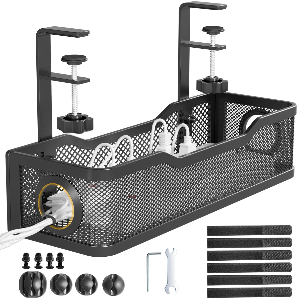 Under Desk Cable Management Tray, 13.4" Metal Cord Organizer - Image 1