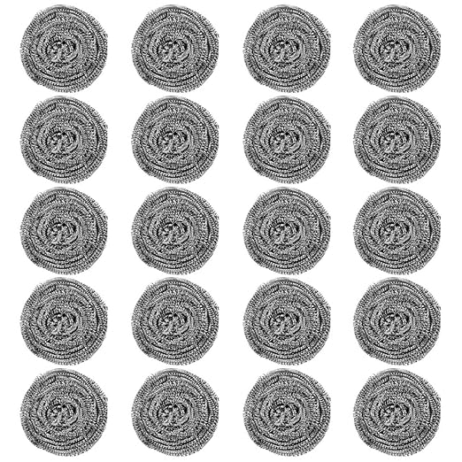 20 Pcs Steel Wool Dishing Scrubber, Steel Wool Scrubber, Kitchen Cleaning Ball, Easy to Scoure Tough Kitchen Greasy Dirt for Cleaning Dishes, Pots, Pans and Ovens