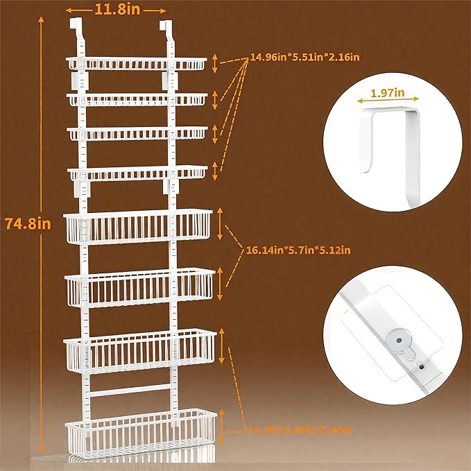 Over-the-Door Pantry Organizer — White Metal