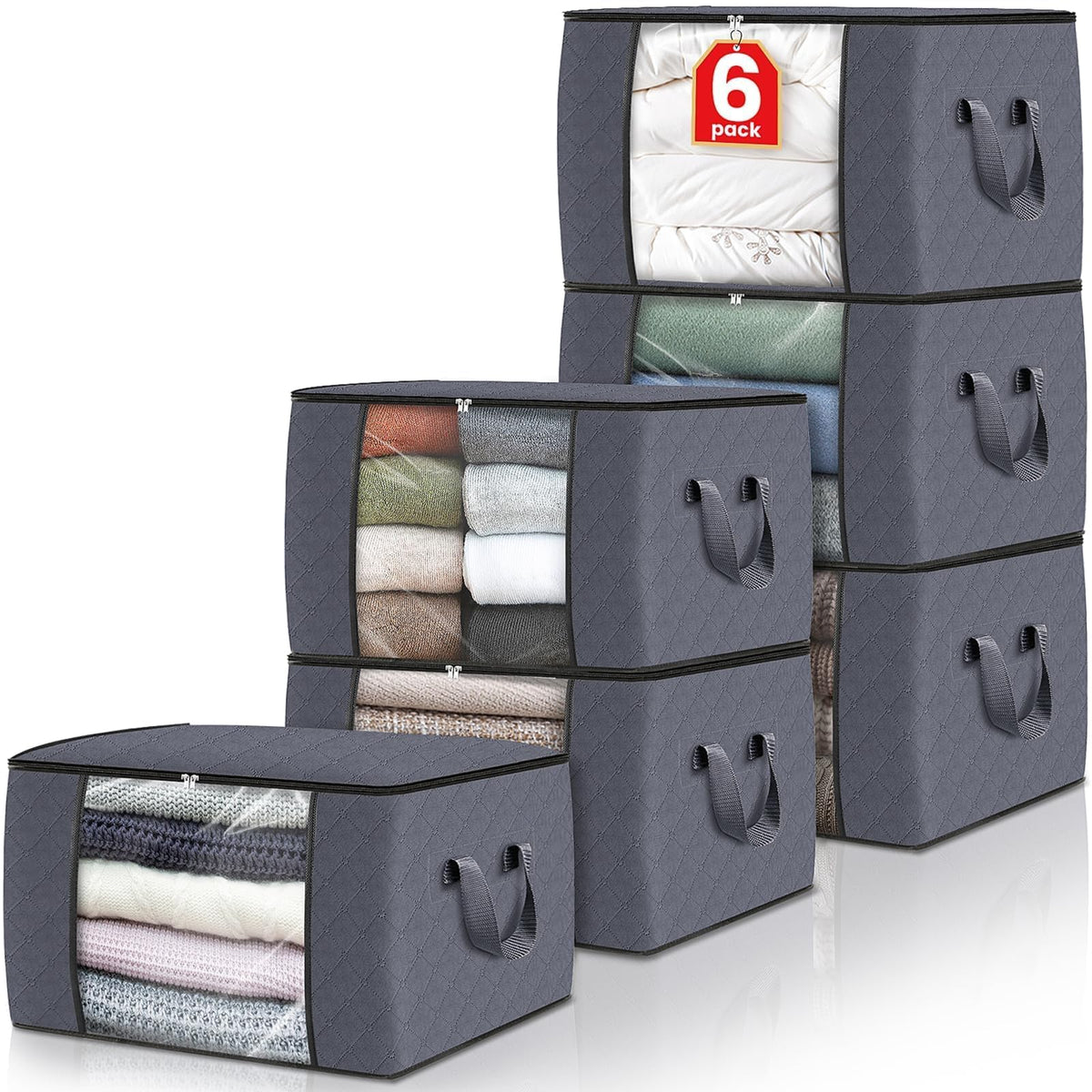 Fab totes 6 Pack Storage Bags for Clothes Blanket Storage Bins - Image 1