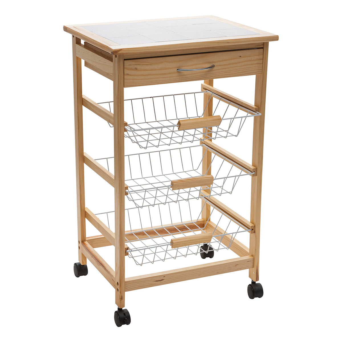 Organize It All Mobile Kitchen Utility Cart with Wire Drawers - Image 1